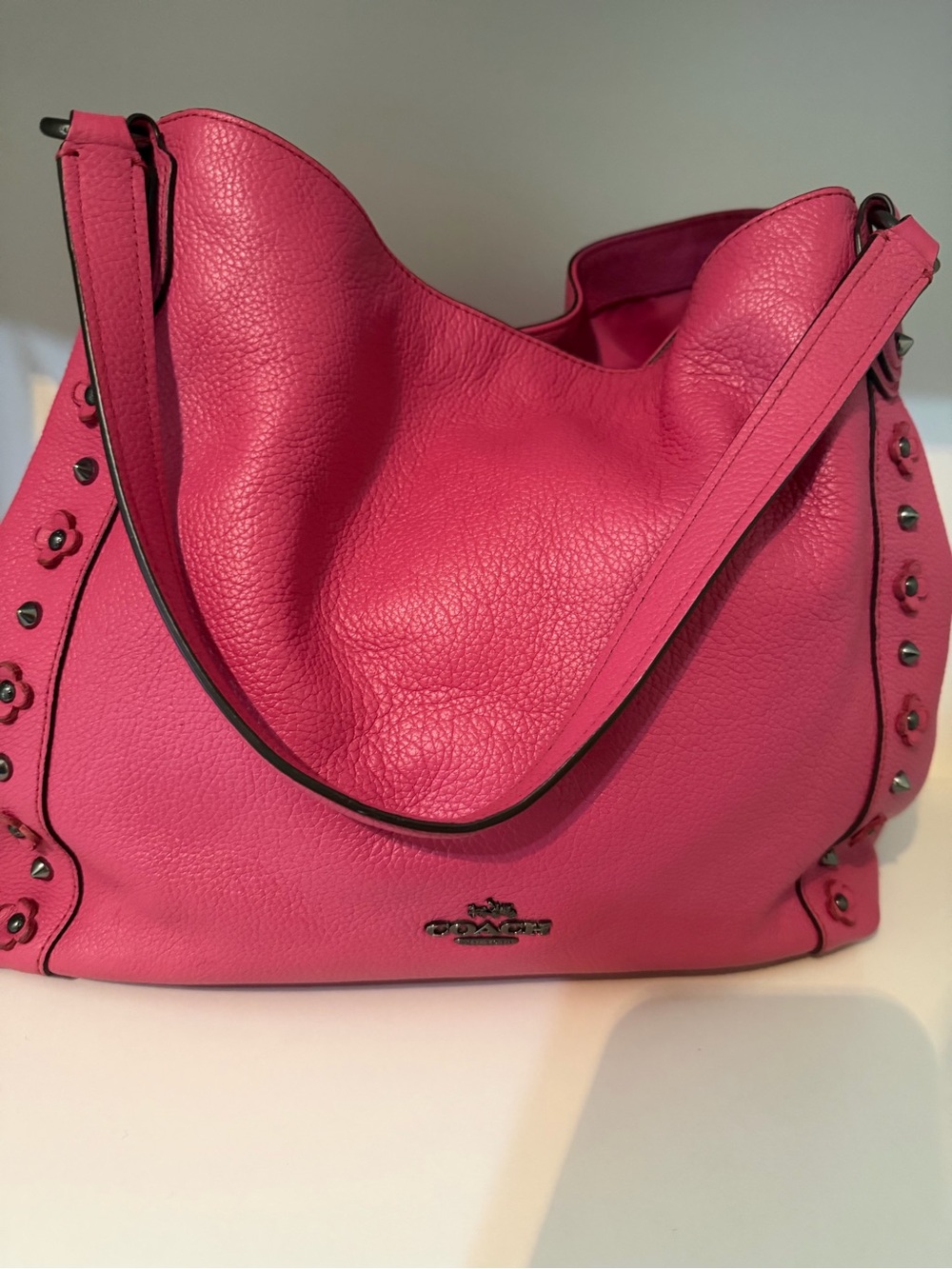 Coach Hot Pink Pebble Leather Shoulder Hobo